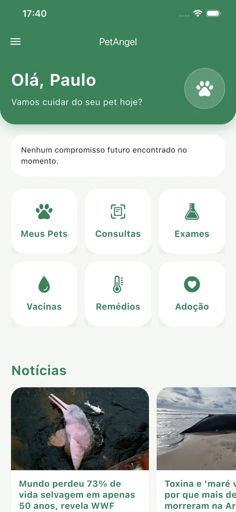 Aplicativo de serviços PetAngel desenvolvido pela MZCode